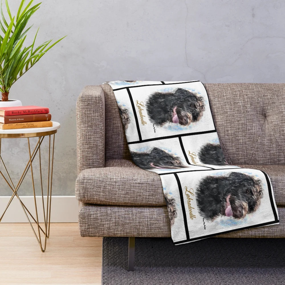 Soft and cozy labradoodle plush blanket