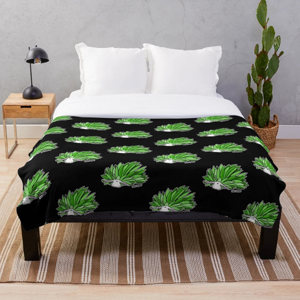 Adorable leaf sheep sea slug graphic plush blanket for kids and biology lovers