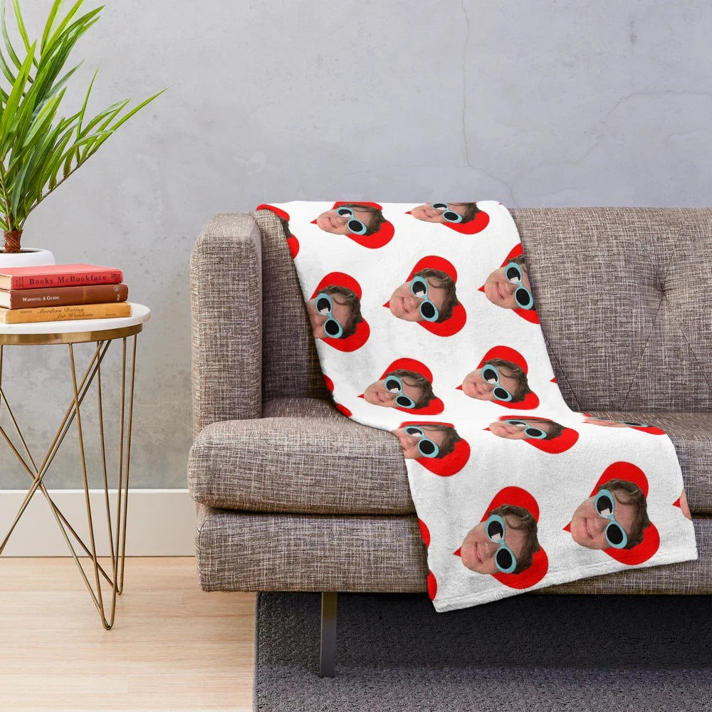 Soft plush blanket with a fun design of Lewis Capaldi's heart and sunglasses