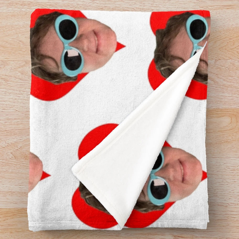 Soft plush blanket with a fun design of Lewis Capaldi's heart and sunglasses
