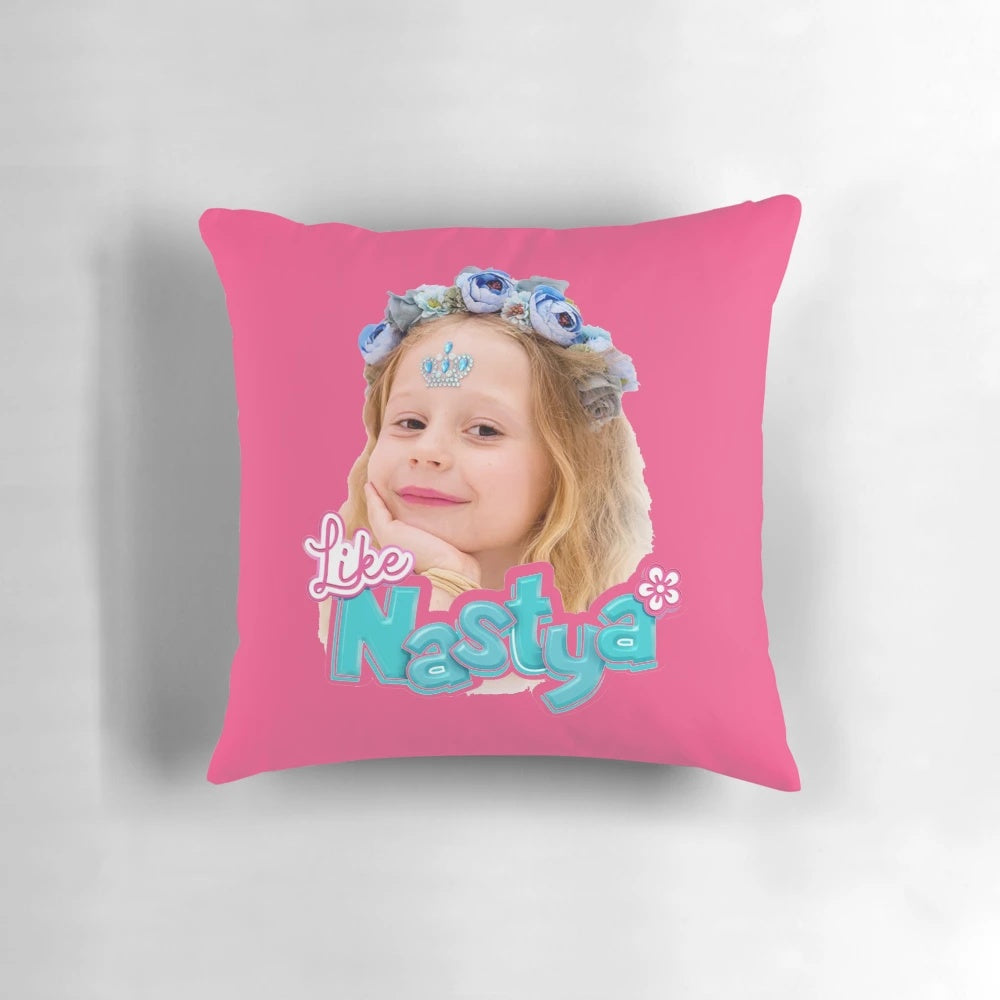 Like Nastya girls' character pillow featuring the popular YouTube star