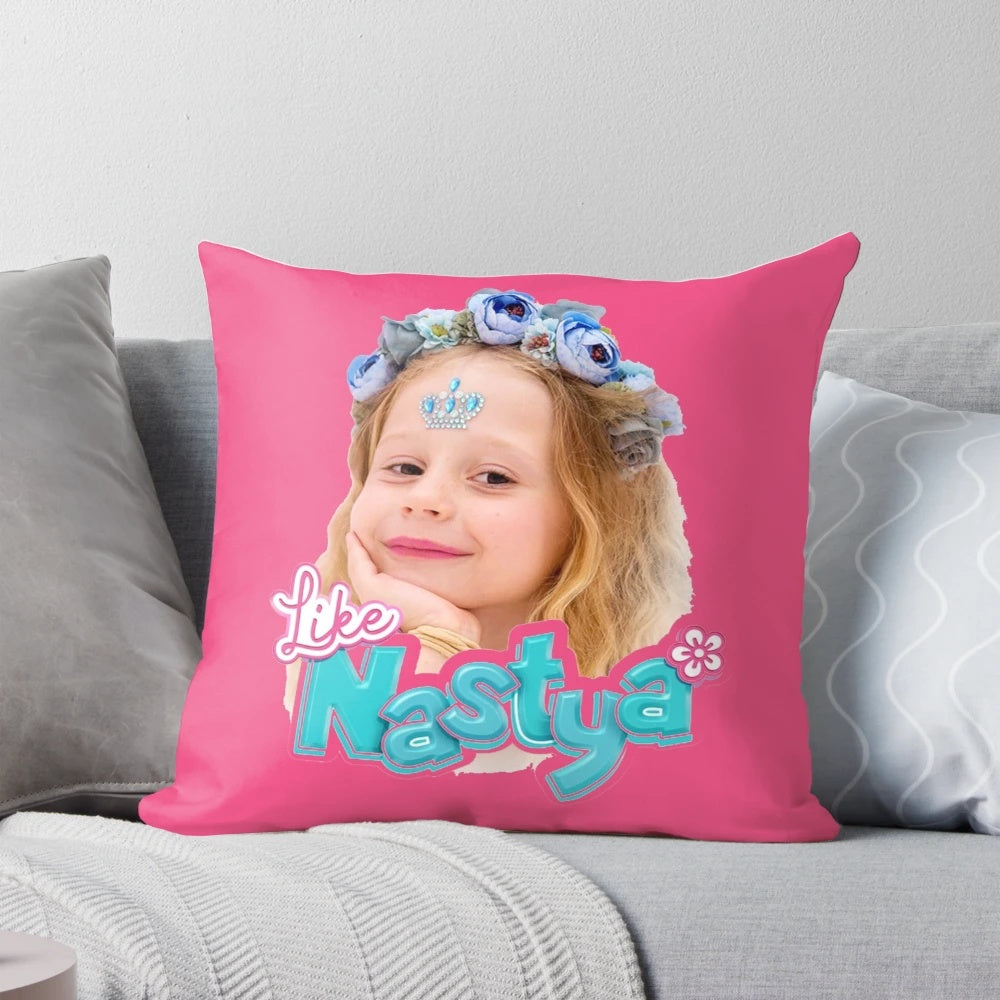 Like Nastya girls' character pillow featuring the popular YouTube star