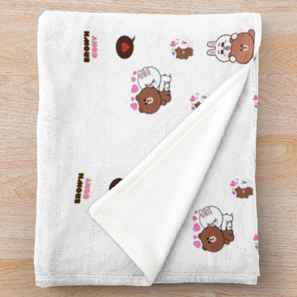 Soft and cuddly plush blanket featuring the cute Line Friends characters Brown and Cony