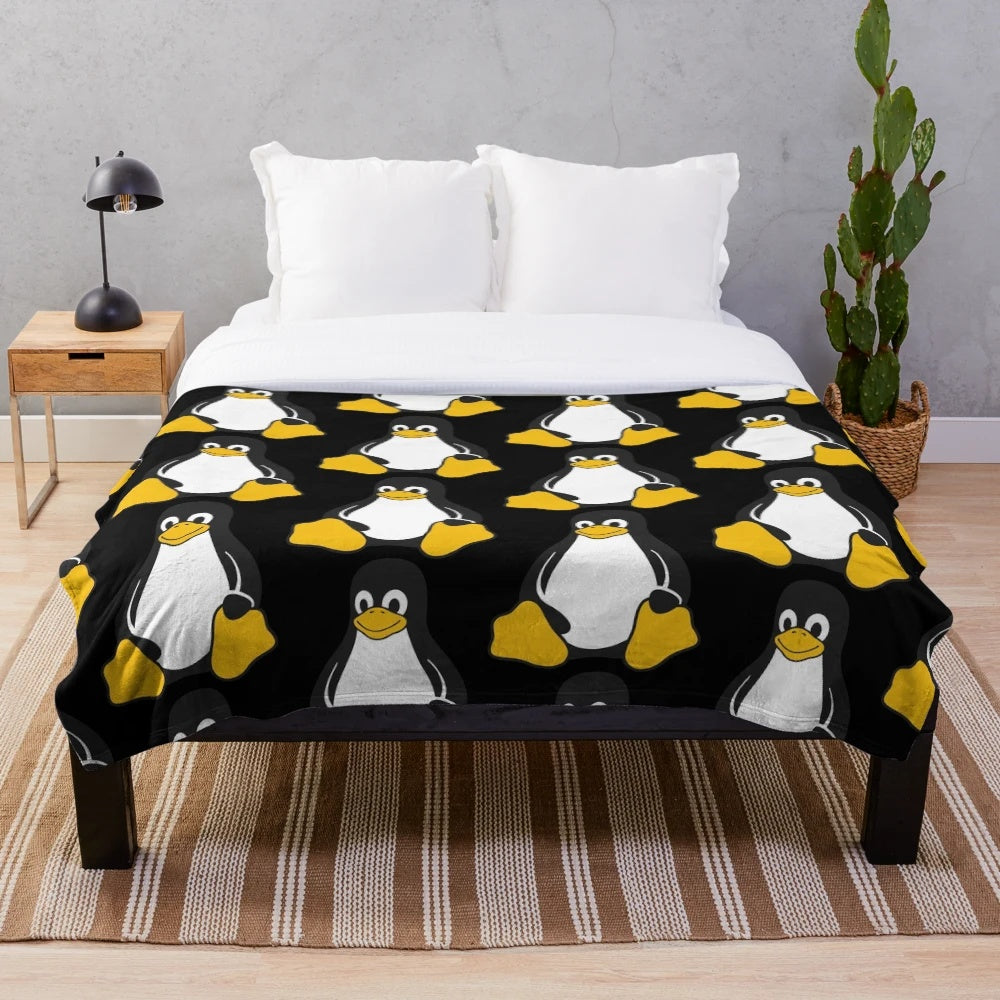 Linux Tux Plush Blanket - Soft and Cuddly Penguin Decor for Computer Nerds