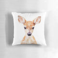 A small, soft plush pillow in the shape of a cute little deer, perfect for nature and wildlife enthusiasts.