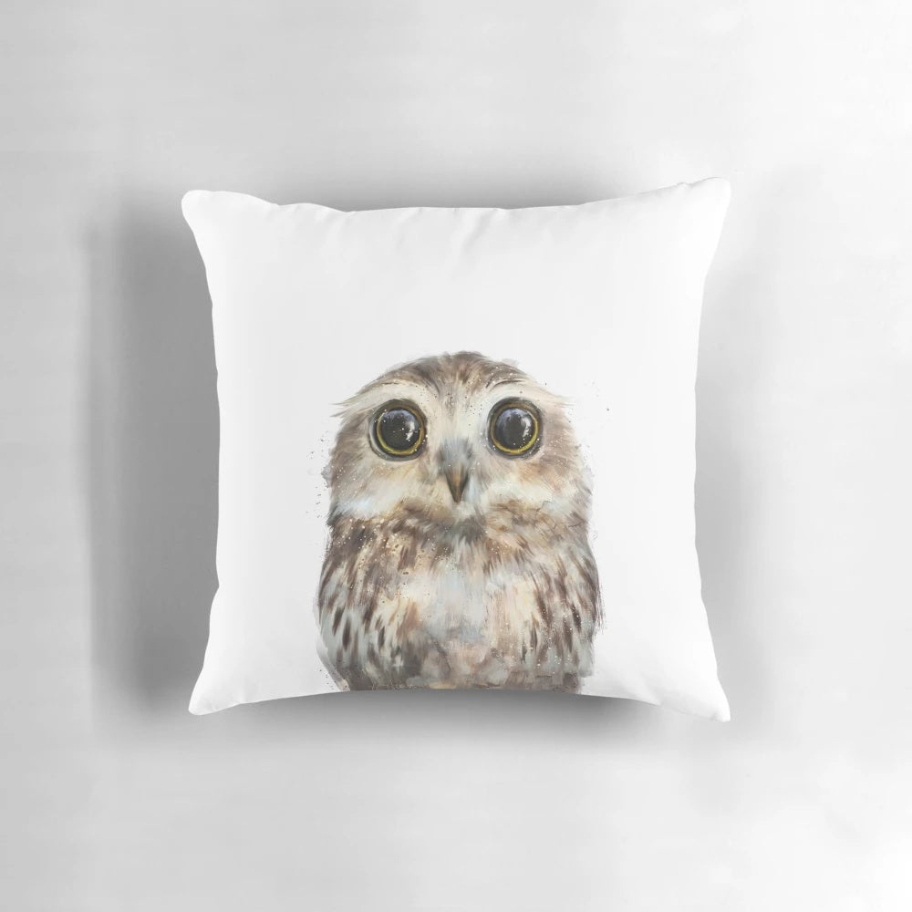 Soft, plush little owl pillow with detailed features and nature-inspired design