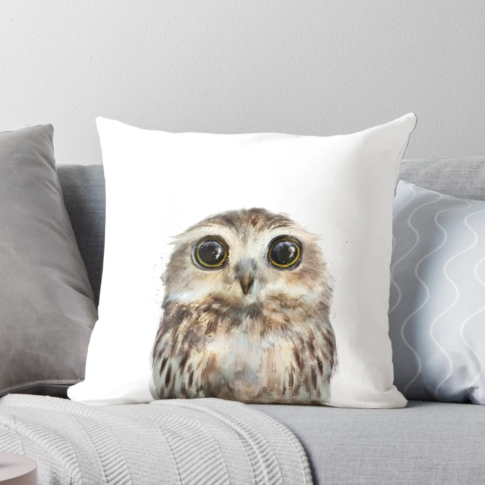 Soft, plush little owl pillow with detailed features and nature-inspired design