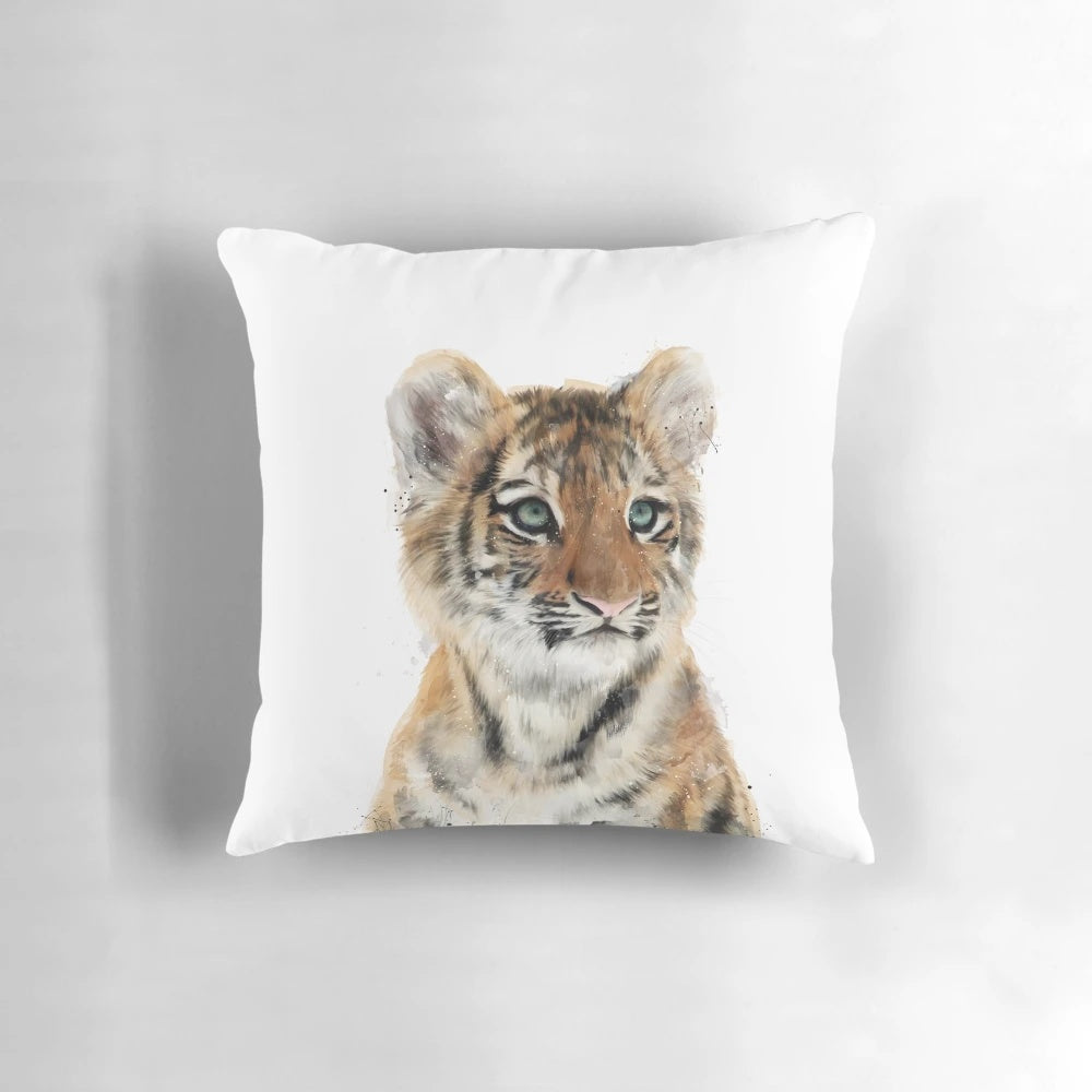 Soft, plush pillow featuring a cute tiger cub portrait