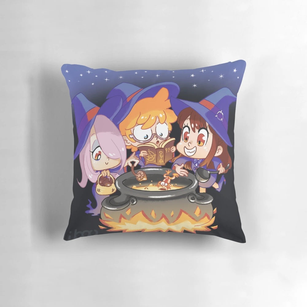 Cute and cozy little witch chibi-style pillow featuring characters from the anime/manga series.