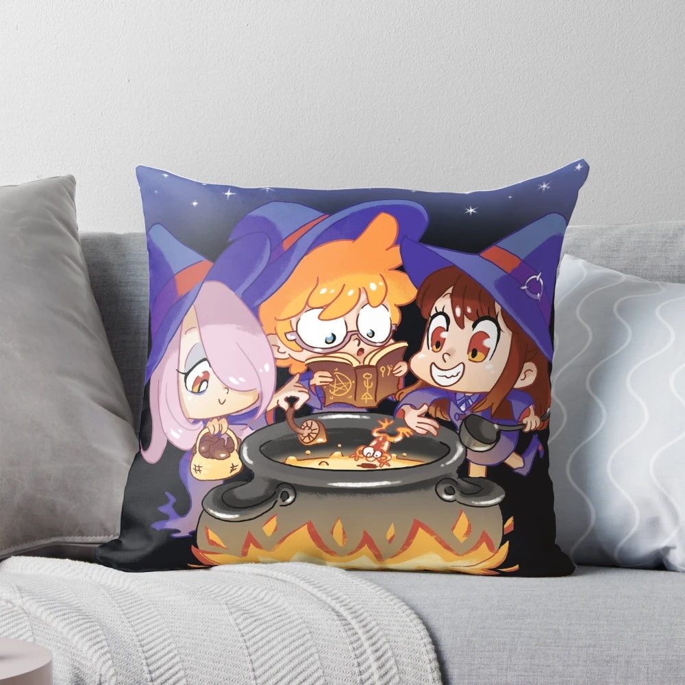 Cute and cozy little witch chibi-style pillow featuring characters from the anime/manga series.