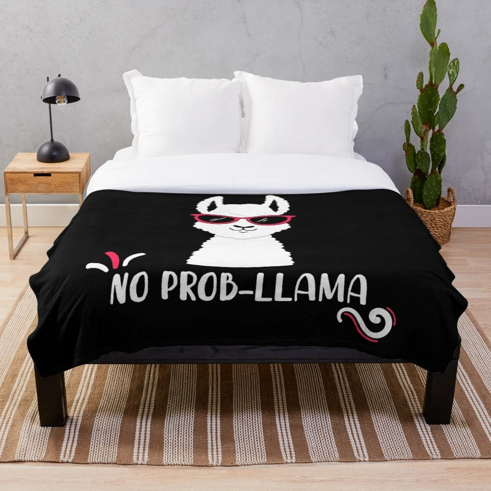 Cute and Funny Llama Plush Blanket with Glasses