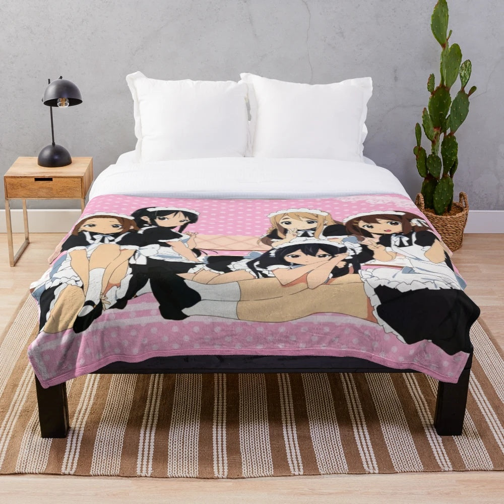 Maid-themed plush blanket with anime-inspired design