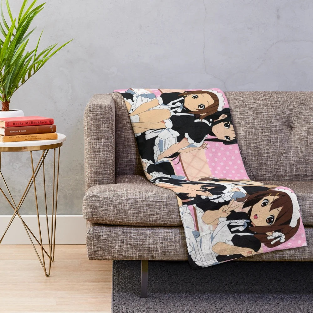 Maid-themed plush blanket with anime-inspired design
