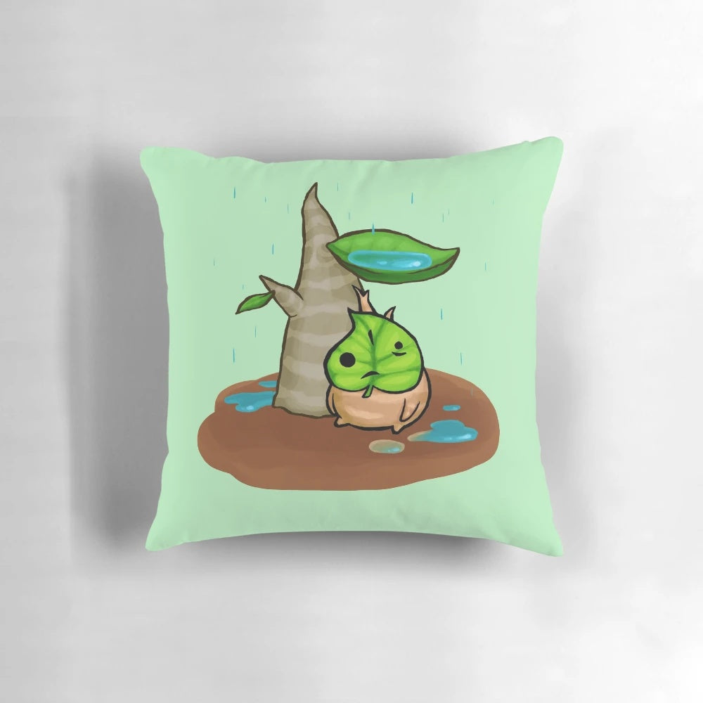Cozy and cute pillow featuring Makar, the Korok from The Legend of Zelda series.