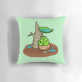 Cozy and cute pillow featuring Makar, the Korok from The Legend of Zelda series.