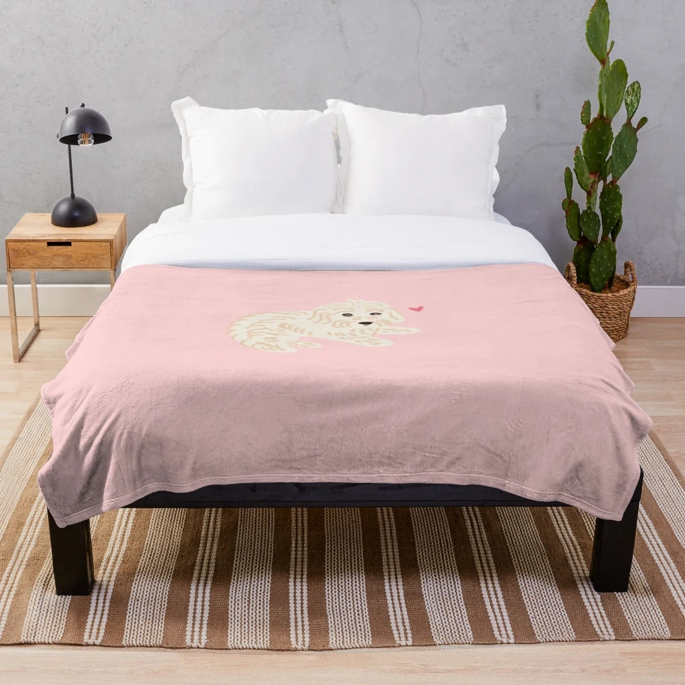 Cute maltipoo design on a soft, cozy plush blanket