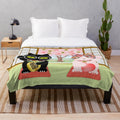 Maneki Neko plush blanket with a cute lucky cat design
