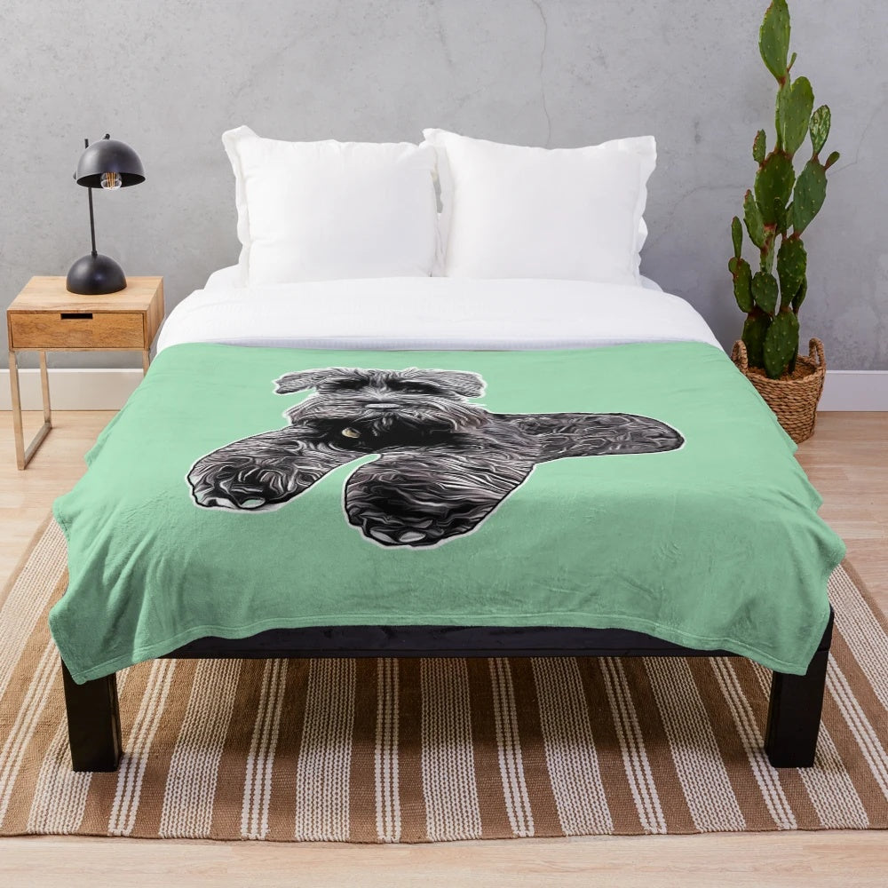Cozy mini black schnauzer portrait plush blanket