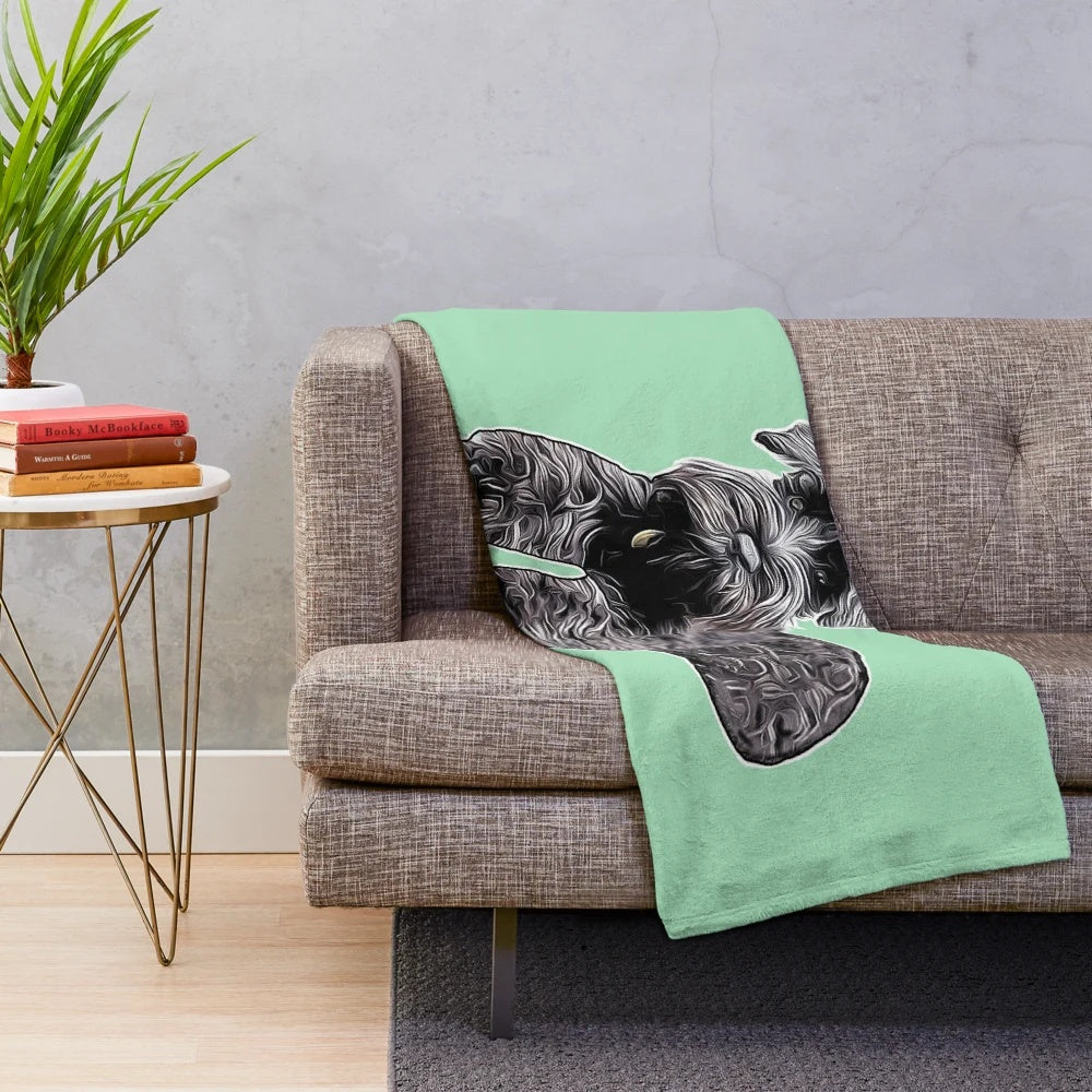 Cozy mini black schnauzer portrait plush blanket