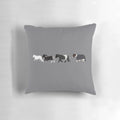 A plush, mini parade pillow featuring a design of small, playful horses.