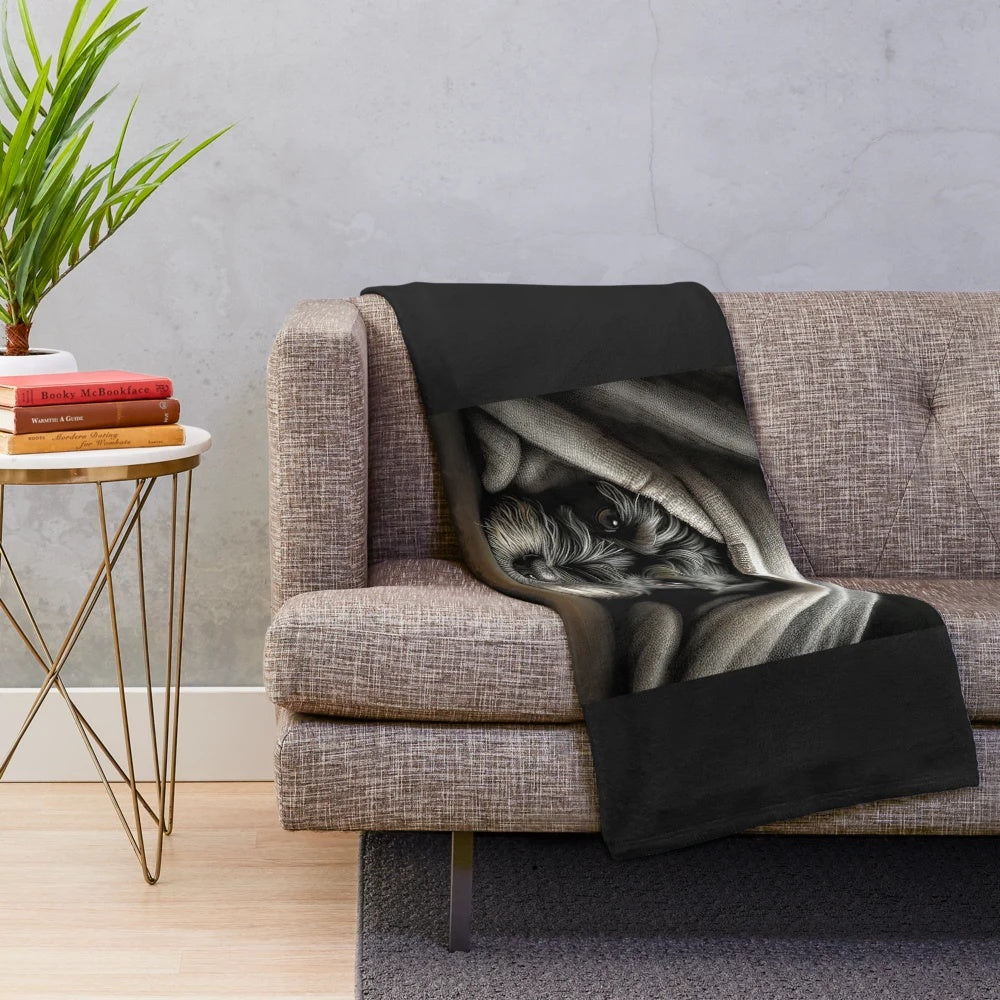 Mini Schnauzer plush blanket featuring a cute and cuddly puppy