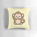Soft and cuddly monkey-shaped pillow with a cute, pastel cartoon design