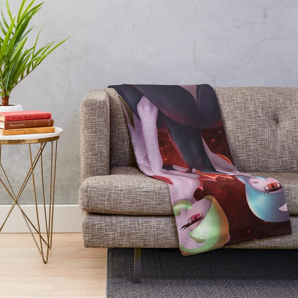 Cute and cuddly anime-inspired plush blanket featuring a monster girl design