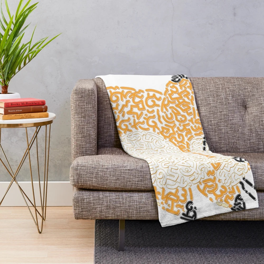 Monty Mole inspired plush throw blanket with doodle style patterns