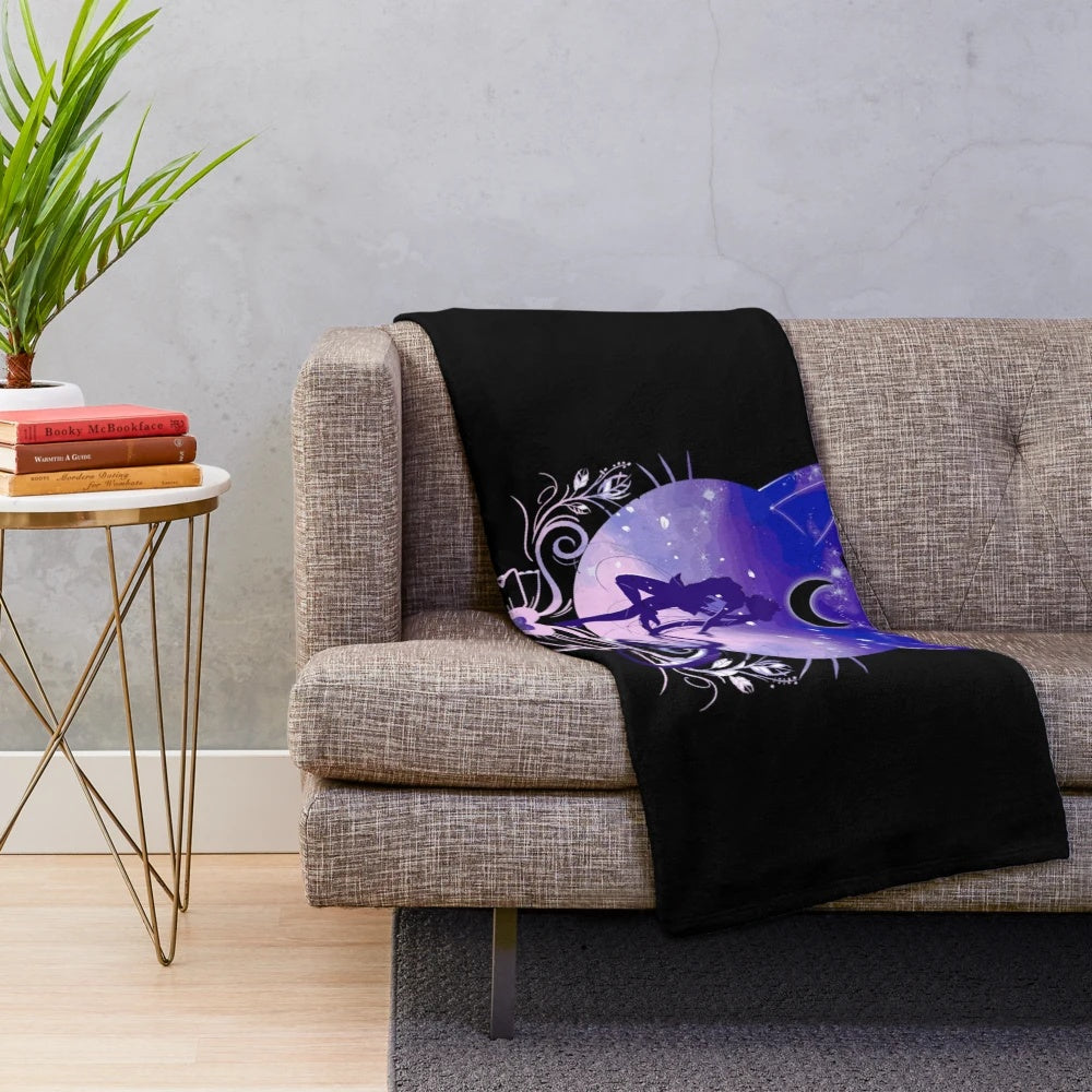 Anime-inspired moon girl plush blanket for cozy bedroom decor