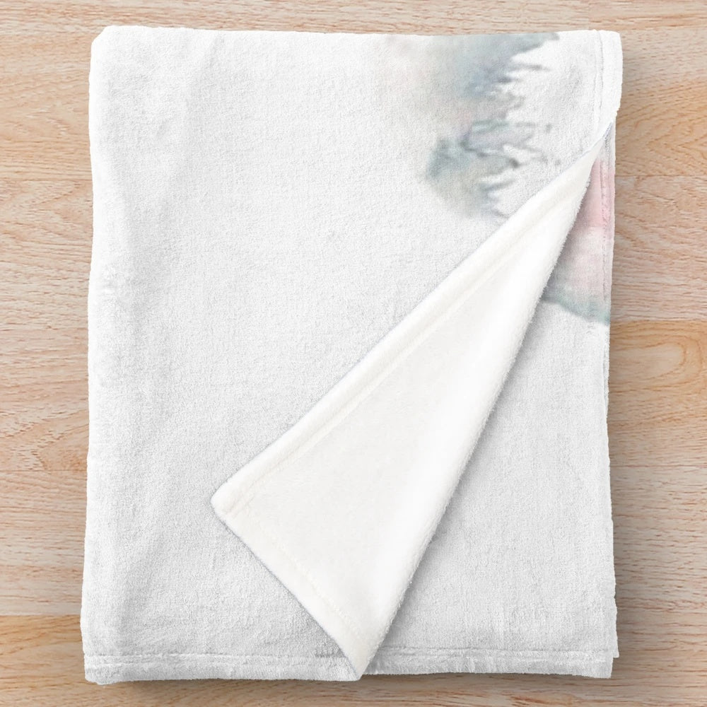 Soft and cozy grey elephant plush blanket featuring a watercolor design of a mother and baby elephant