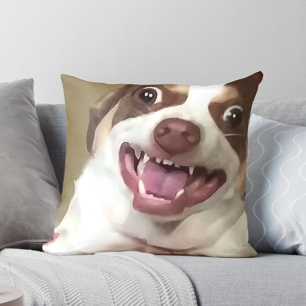 Soft, plush dog-shaped pillow featuring the popular "Mr. Bubz" meme dog
