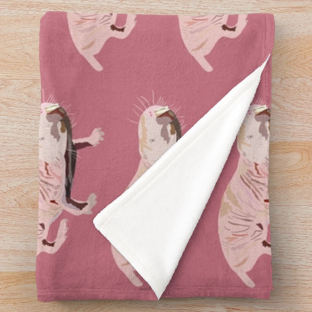 Cozy naked mole rat plush blanket with wildlife illustration