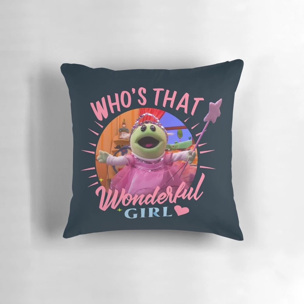 Soft, plush pillow featuring a character from the Canadian kids' show Nanalan, with a cute monster design.