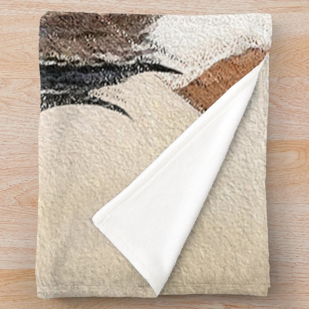 Nederlandse Kooikerhondje dog art painting on a plush blanket