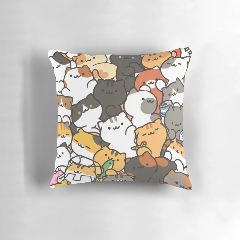 Soft, plush pillow featuring the adorable cats from the Neko Atsume game