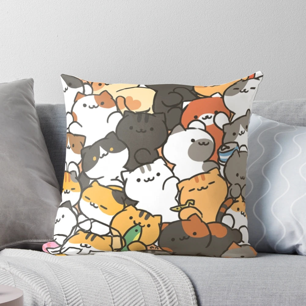 Soft, plush pillow featuring the adorable cats from the Neko Atsume game
