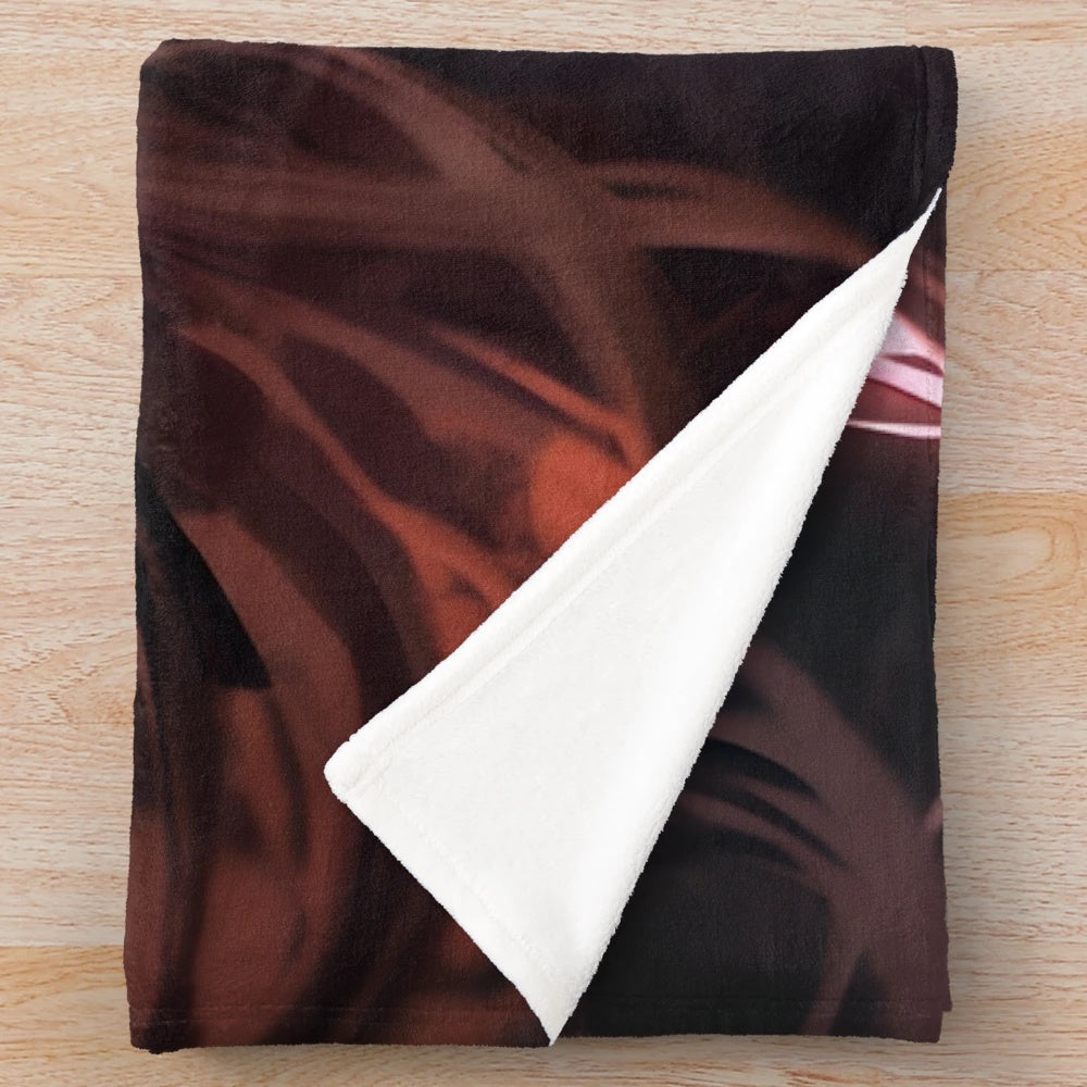 Nezuko-inspired plush blanket featuring a cute anime girl design