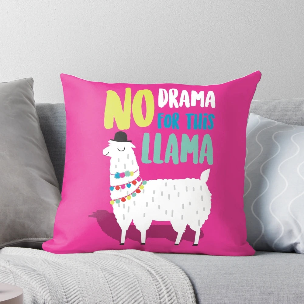Cute pink llama pillow with no drama design