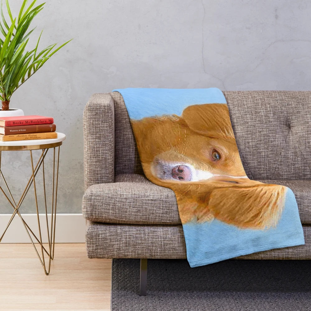 Nova Scotia Duck Tolling Retriever dog painting on plush blanket