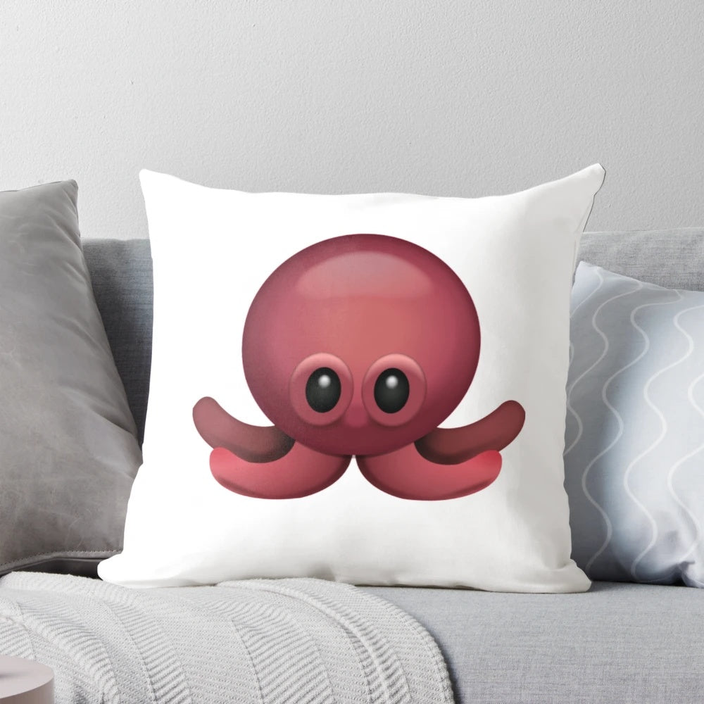 Cute plush octopus emoji decorative pillow