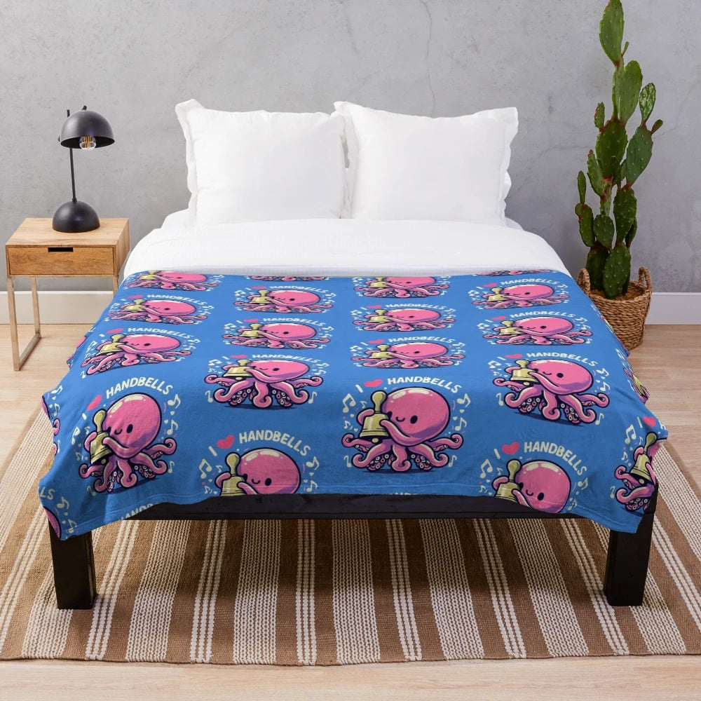 Cozy octopus plush blanket with handbell design