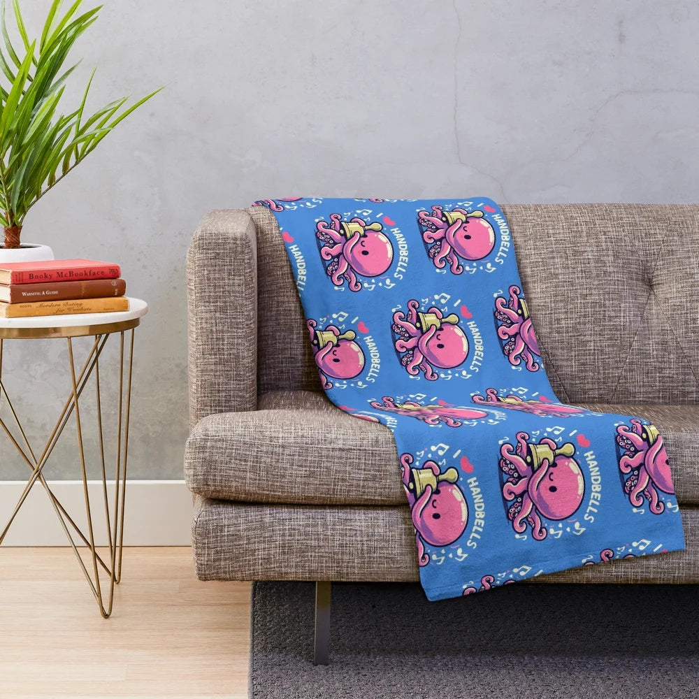 Cozy octopus plush blanket with handbell design