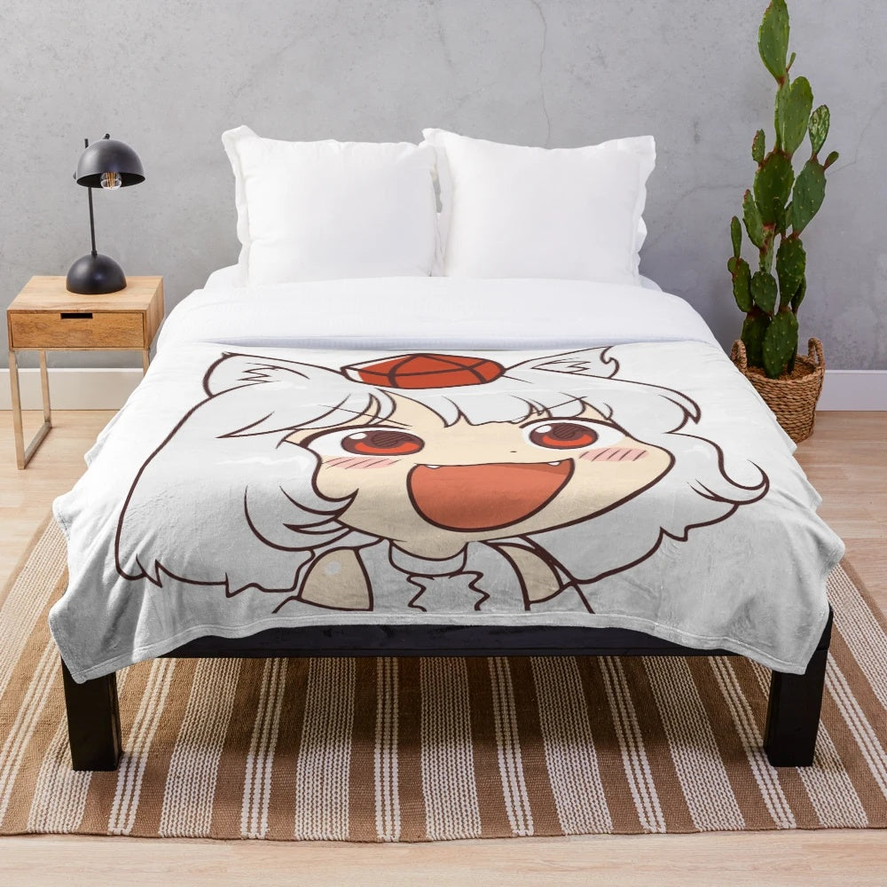 Ohayou-inspired plush blanket featuring cute anime-style characters