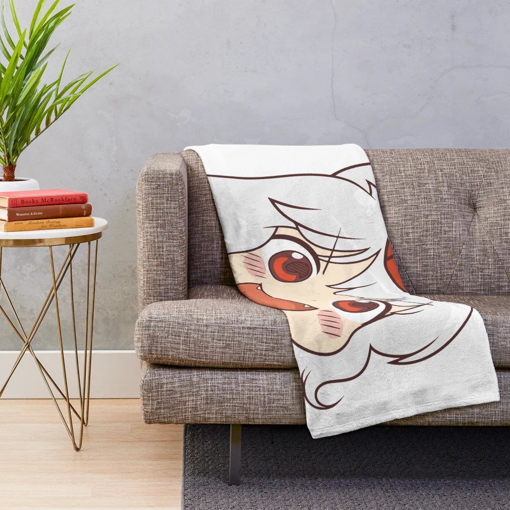 Ohayou-inspired plush blanket featuring cute anime-style characters