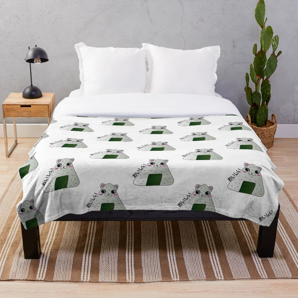 Onigiri Plush Blanket - Soft and Cozy Japanese Food Inspired Decor