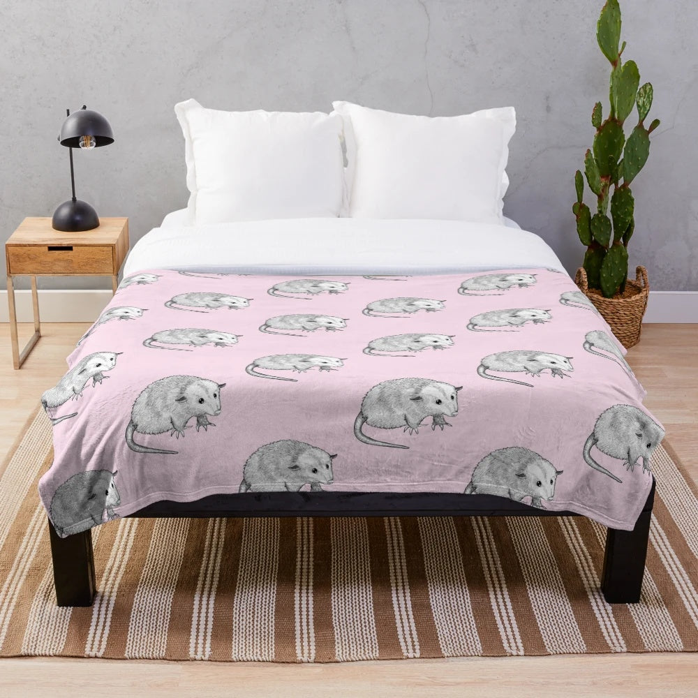 Soft and cuddly opossum plush blanket for nursery or bedroom