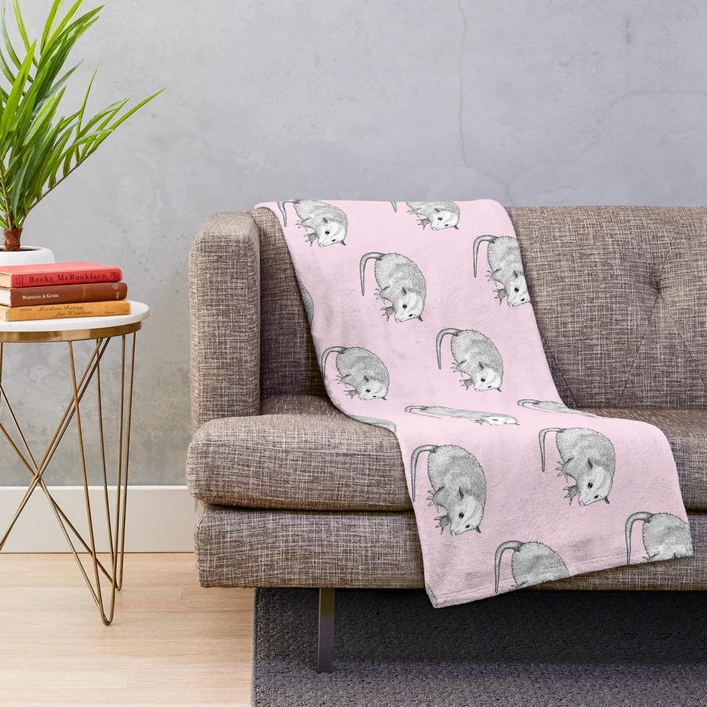 Soft and cuddly opossum plush blanket for nursery or bedroom