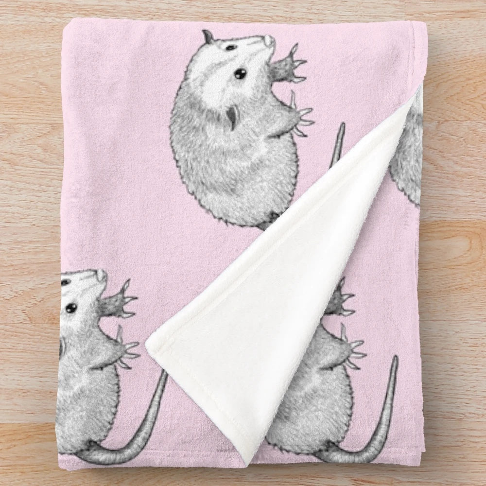 Soft and cuddly opossum plush blanket for nursery or bedroom