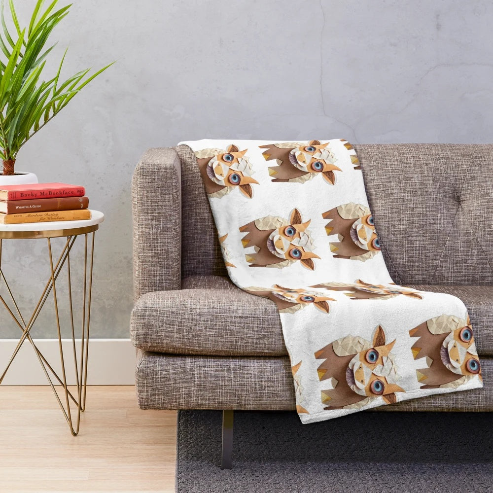 Cute and happy origami cow plush blanket for farm and ranch decor