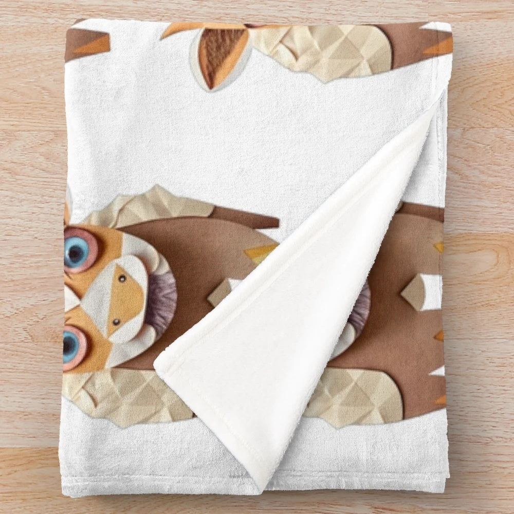Cute and happy origami cow plush blanket for farm and ranch decor